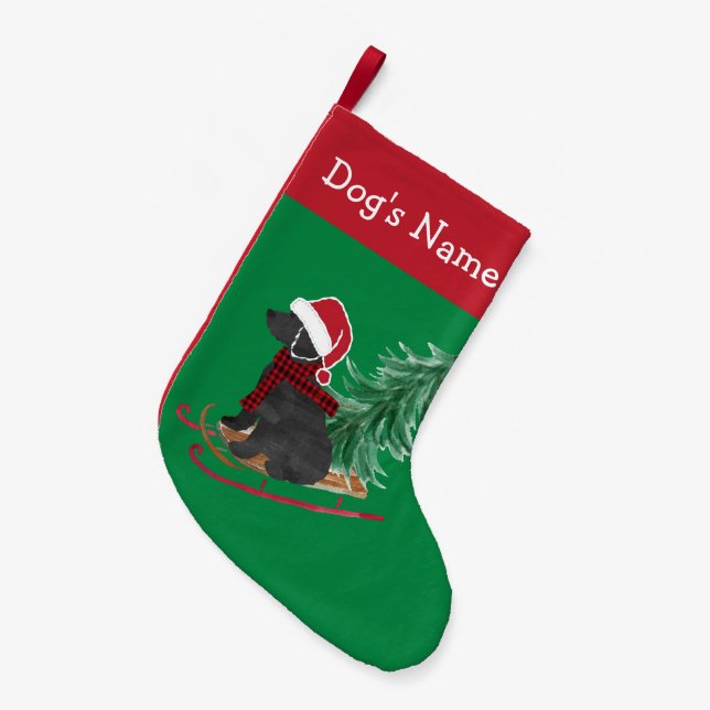 Personalized Labradoodle Christmas Sled Small Christmas Stocking (Front (Hanging))