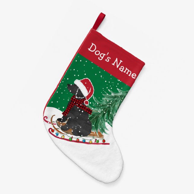 Personalized Labradoodle Christmas Snow Sled Small Christmas Stocking (Front (Hanging))
