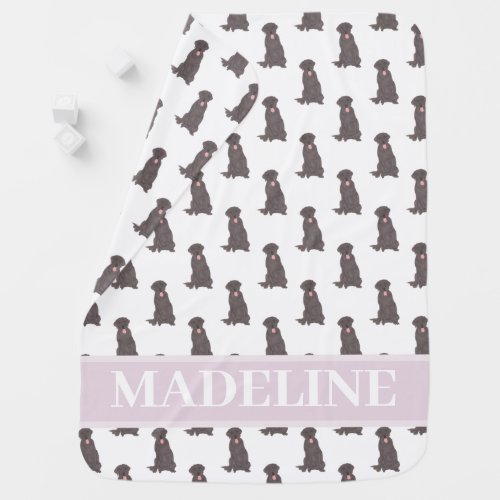 Personalized Labrador Chocolate Brown Pink Baby Blanket