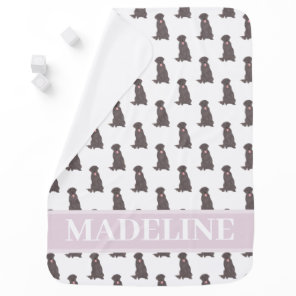 Personalized Labrador (Chocolate Brown) Pink Baby Blanket