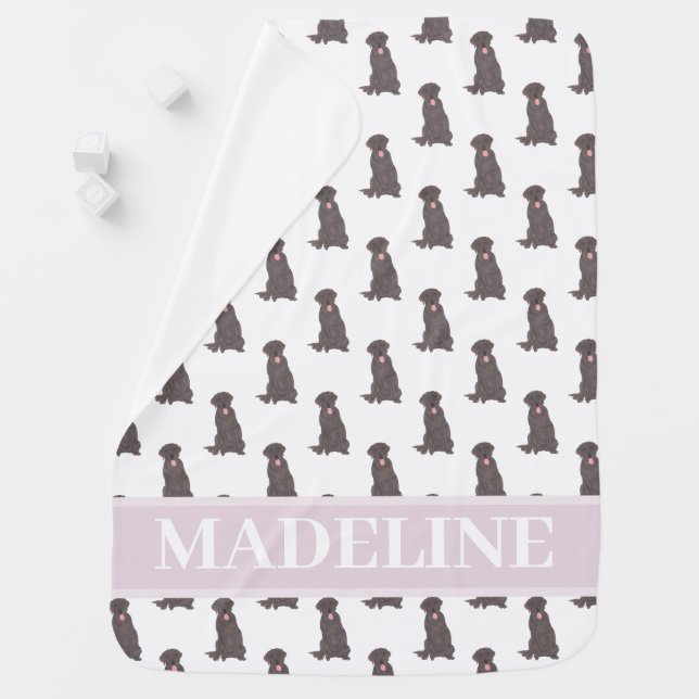 Personalized Labrador (Chocolate Brown) Pink Baby Blanket (In Situ)