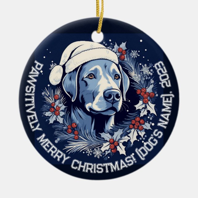 Personalized Labrador DOG Holiday Charm Ceramic Ornament (Front)