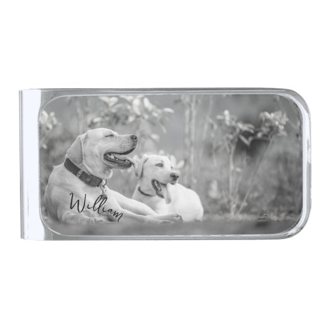 PERSONALIZED LABRADOR DOGS SILVER FINISH MONEY CLIP (Front)