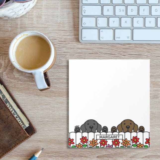 Personalized Labrador Duo Watching You Notepad (Personalized Labrador Duo Watching Design for Black Lab and Chocolate Lab Owners.  Cute Cartoon.)