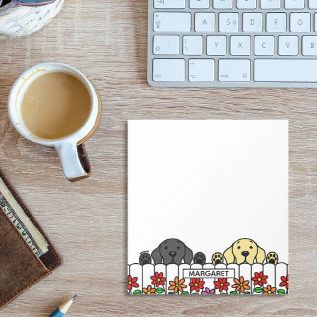 Personalized Labrador Duo Watching You Notepad (Personalized Labrador Duo Watching You Design Notepad for Black Lab and Yellow Lab Owners.)