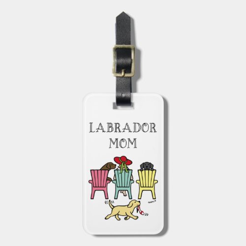 Personalized Labrador Mom Relaxing with her Kids Luggage Tag