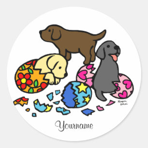 Personalized Labrador Puppies from Eggs Classic Round Sticker