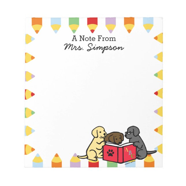 Personalized Labrador Puppies Reading Notepads (Front)