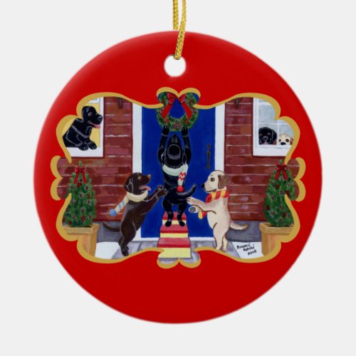 Personalized Labrador Retriever Christmas fun Ceramic Ornament