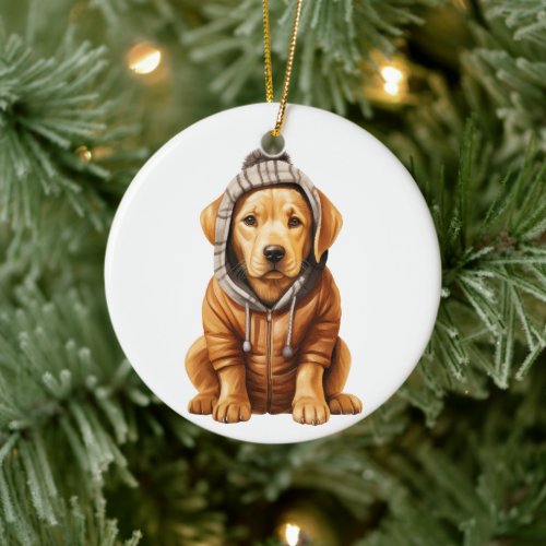 Personalized Labrador Retriever Dog Art Ceramic Ornament