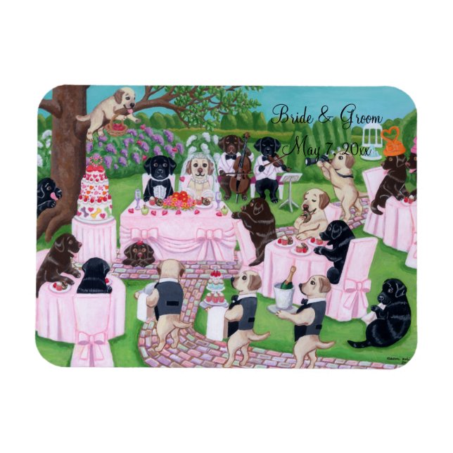 Personalized Labrador Wedding Painting Magnet (Horizontal)