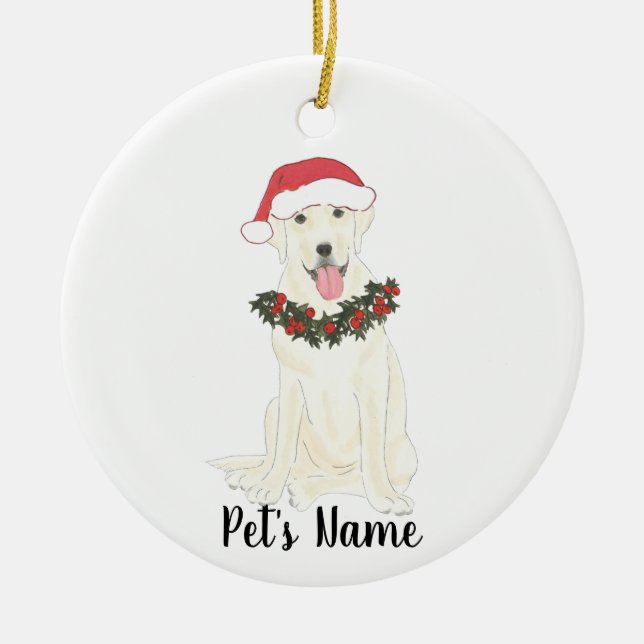 Personalized Labrador (White) Ceramic Ornament (Front)