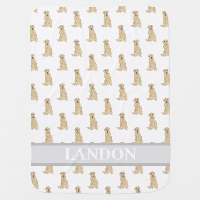 Personalized Labrador (Yellow) Baby Blanket (Front)