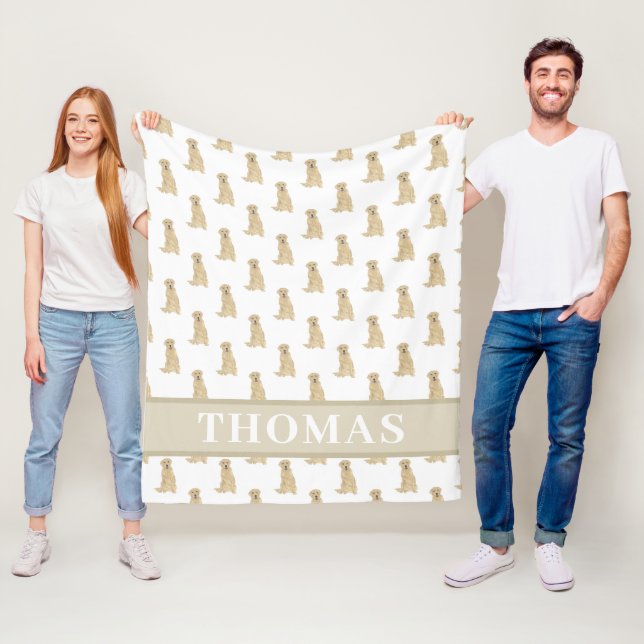 Personalized Labrador (Yellow) Fleece Blanket (In Situ)