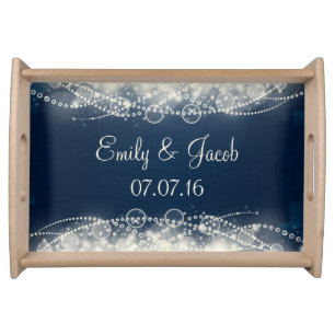 Personalized Lace and Pearls Wedding Keepsake Serving Tray