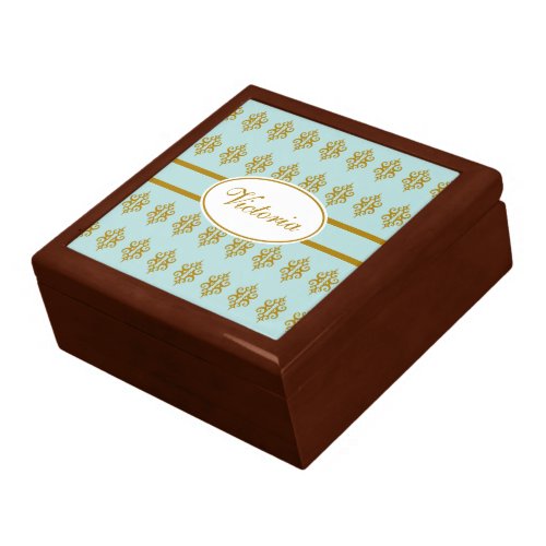 Personalized Lace Aqua Jewelry Box