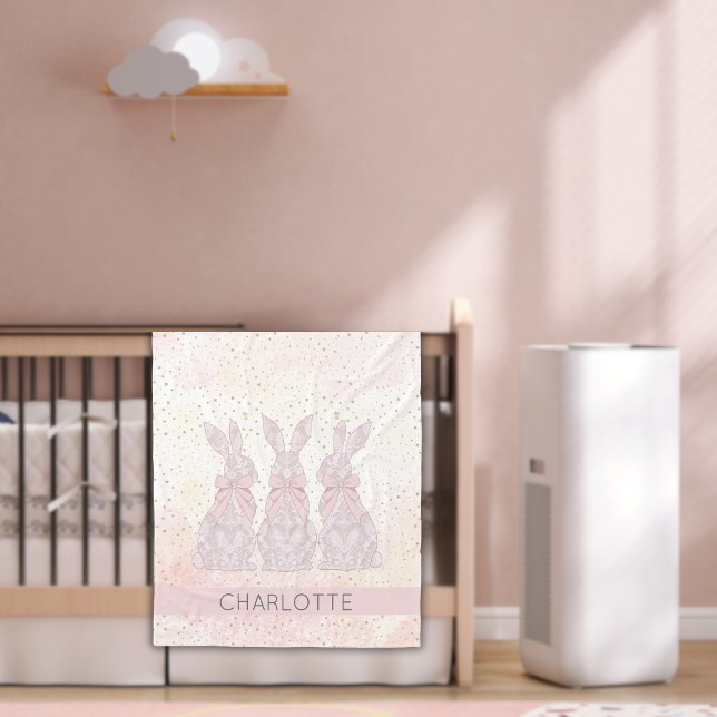 Personalized Lace Bunny Easter Blanket  (Personalized Lace Bunny Easter Blanket)