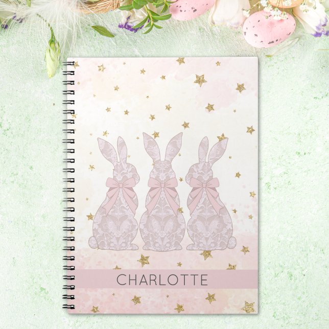 Personalized Lace Bunny Easter Notebook  (Personalized Lace Bunny Easter Notebook)