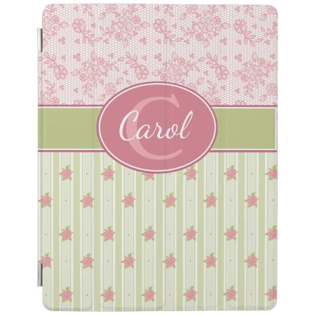Personalized Lace & English Garden iPad Smart Cover (Front)