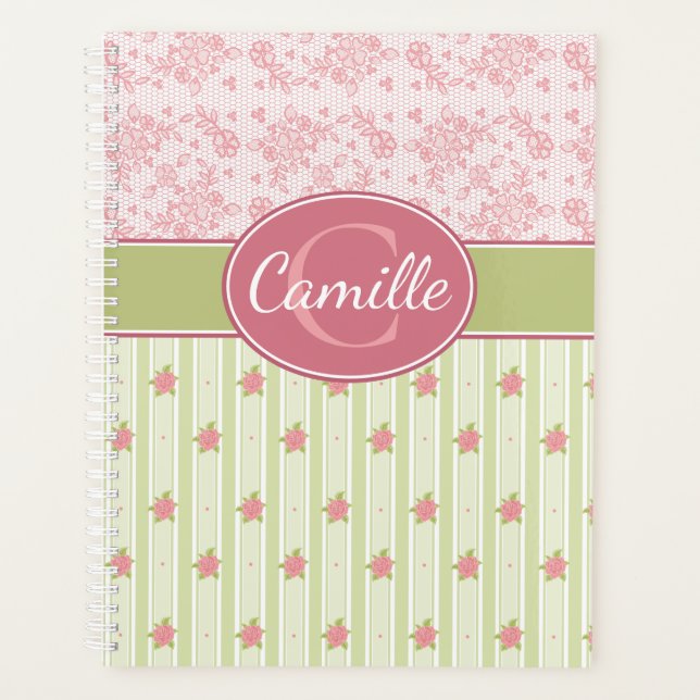 Personalized Lace & English Garden Planner (Front)