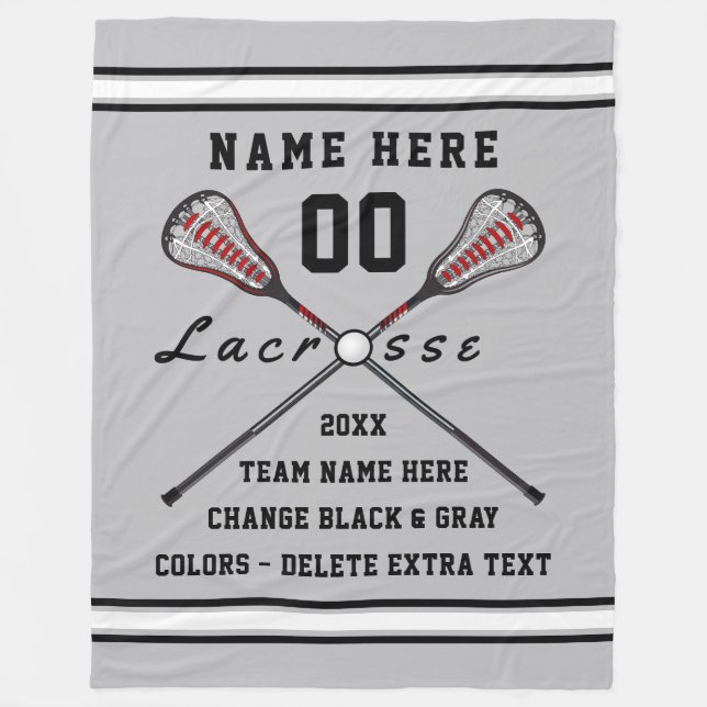 Personalized Lacrosse Blanket Your TEXT and COLORS (Front)