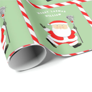 Personalized Lacrosse Christmas Gift Wrapping Paper