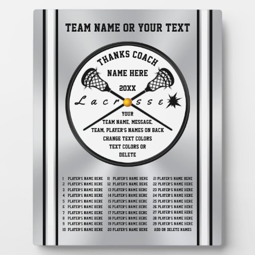 Personalized Lacrosse Coach Gifts All Players Plaque