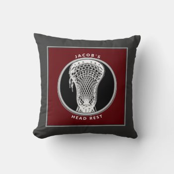 Personalized Lacrosse Gift Throw Pillow by lacrosseshop at Zazzle