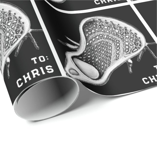 Personalized Lacrosse Gift Wrapping Paper (Roll Corner)