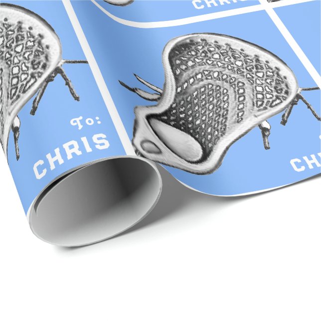 Personalized Lacrosse Gift Wrapping Paper (Roll Corner)
