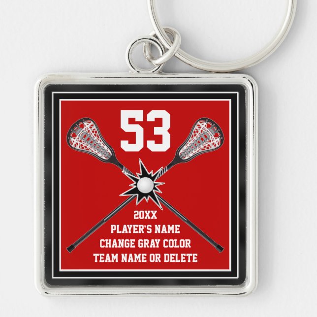 Personalized Lacrosse Gifts for Seniors Your Color Keychain (Front)
