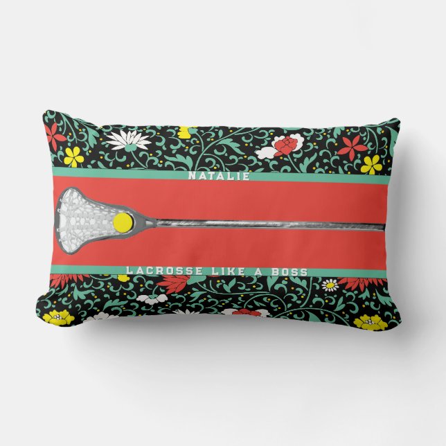 Personalized Lacrosse Gifts Lumbar Pillow (Front)