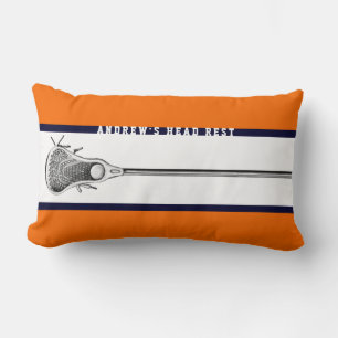 Personalized Lacrosse Gifts Orange Lumbar Pillow
