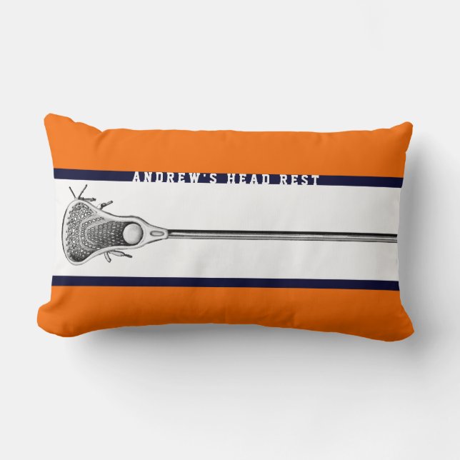 Personalized Lacrosse Gifts Orange Lumbar Pillow (Front)