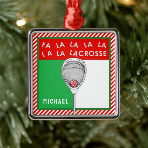 Personalized Lacrosse Goalie Holiday Gift Metal Ornament