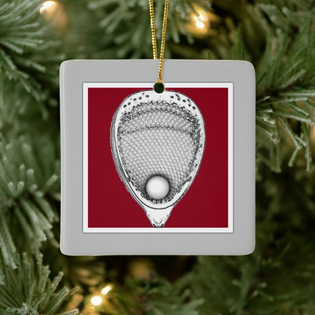 Personalized Lacrosse Goalie Keepsake Ceramic Ornament (Tree)