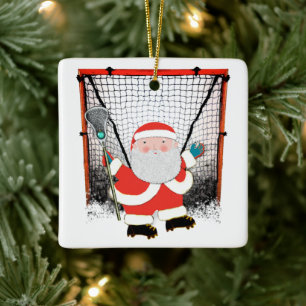 Personalized Lacrosse Holiday Gift Ceramic Ornament