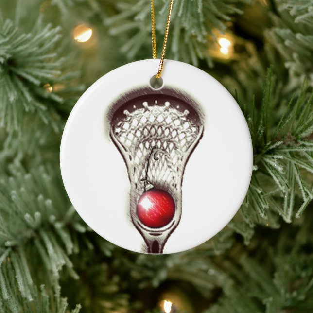 Personalized Lacrosse Holiday Gift Ceramic Ornament (Tree)