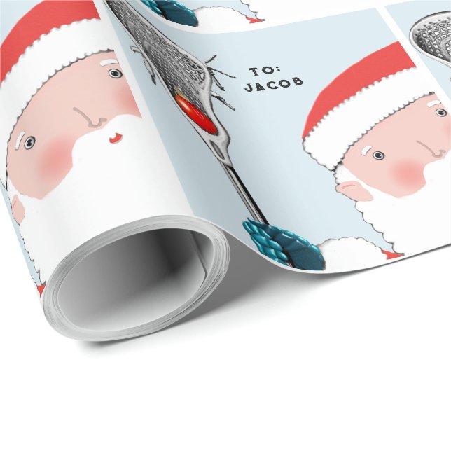Personalized Lacrosse Holiday Gift Wrapping Paper (Roll Corner)