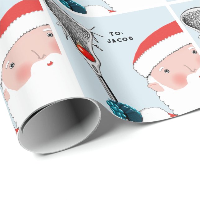 Personalized Lacrosse Holiday Gift Wrapping Paper (Roll Corner)
