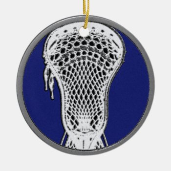 Personalized Lacrosse Keepsake Ceramic Ornament by lacrosseshop at Zazzle