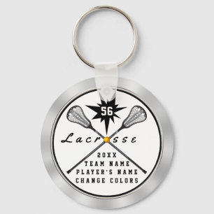 Personalized Lacrosse Keychain, Your TEXT,  COLORS Keychain
