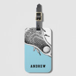 Personalized Lacrosse Light-blue Luggage Tag at Zazzle