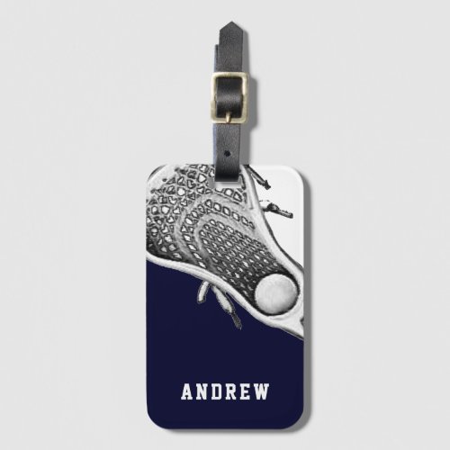 Personalized Lacrosse Navy Blue Luggage Tag