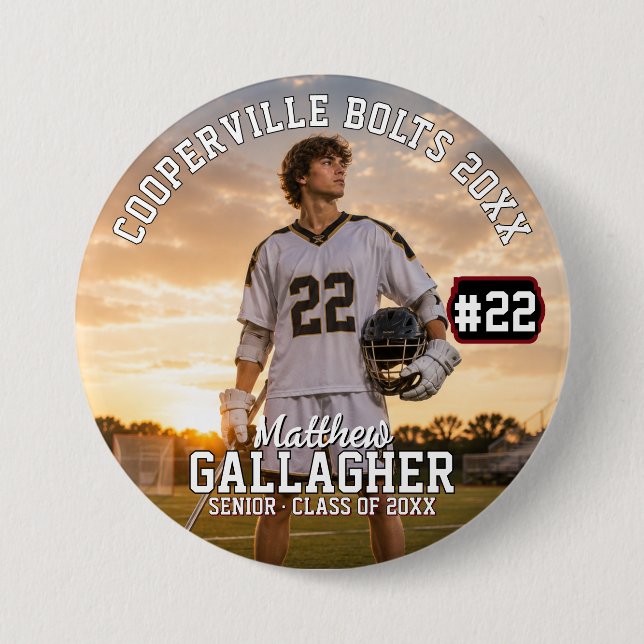 Personalized Lacrosse Photo Button (Front)
