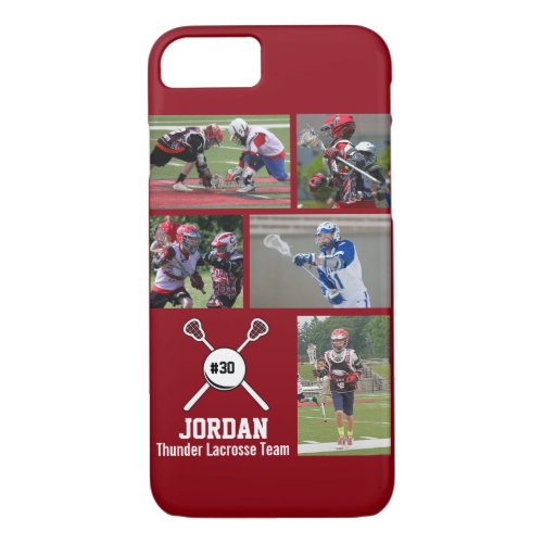 Personalized Lacrosse Photo Collage Name Number iPhone 87 Case