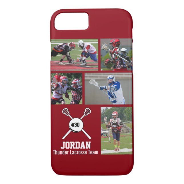 Personalized Lacrosse Photo Collage Name Number Case-Mate iPhone Case (Back)