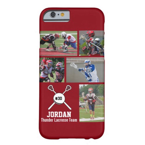 Personalized Lacrosse Photo Collage Name Number Barely There iPhone 6 Case