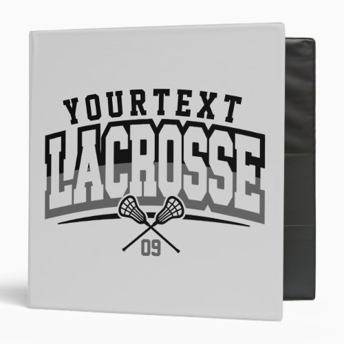 Personalized Lacrosse Player ADD NAME Team Number 3 Ring Binder