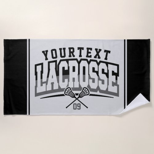 Personalized Lacrosse Player ADD NAME Team Number Beach Towel